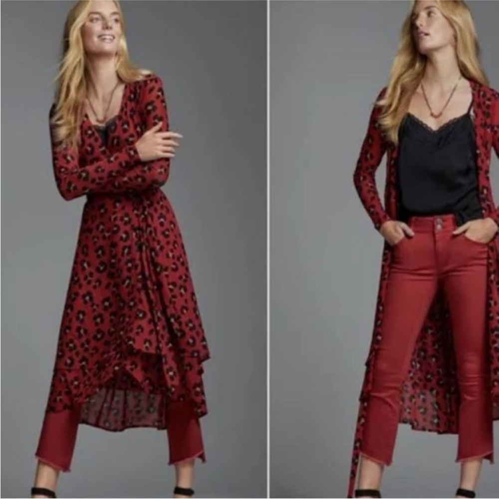 CAbi Siren Wrap Dress Style #5771, Red Leopard, Size M